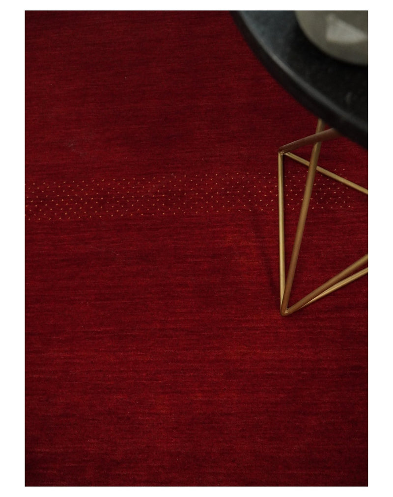 4x6 Small Solid Red Wool Hand Woven Southwestern Gabbeh Rug | LOR10 - The Rug Decor