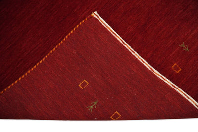 4x6 Small Solid Red Wool Hand Woven Southwestern Gabbeh Rug | LOR10 - The Rug Decor