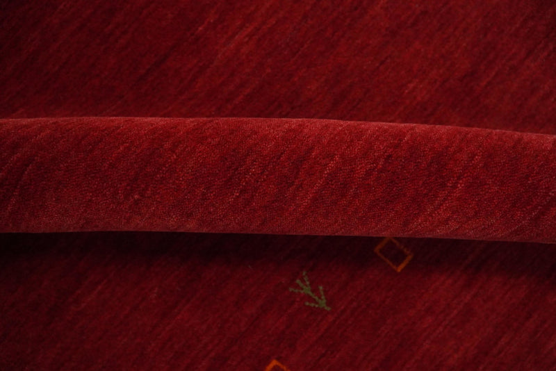 4x6 Small Solid Red Wool Hand Woven Southwestern Gabbeh Rug | LOR10 - The Rug Decor