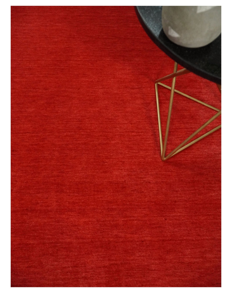 4x6 Small Solid Red Wool Hand Woven Southwestern Gabbeh Rug | LOR13 - The Rug Decor