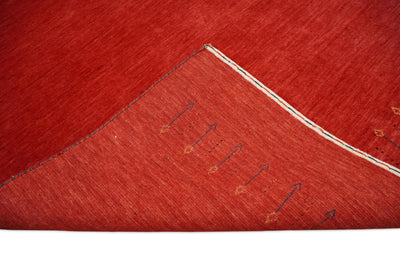 4x6 Small Solid Red Wool Hand Woven Southwestern Gabbeh Rug | LOR13 - The Rug Decor