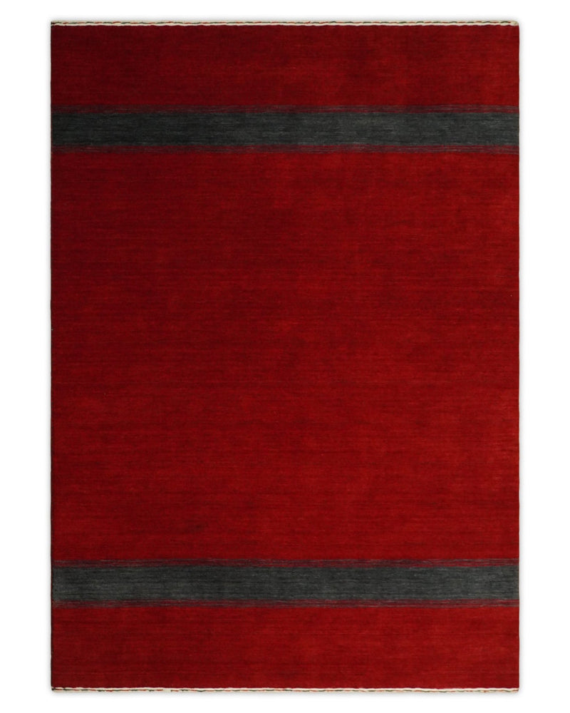 4x6 Small Solid Red Wool Hand Woven Southwestern Gabbeh Rug | LOR24 - The Rug Decor