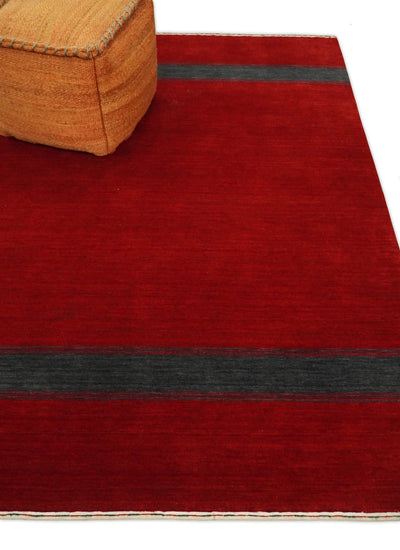 4x6 Small Solid Red Wool Hand Woven Southwestern Gabbeh Rug | LOR24 - The Rug Decor