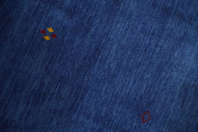 4x6 Solid Blue Wool Hand Woven Southwestern Gabbeh Rug | LOR18 - The Rug Decor