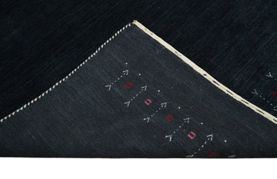 4x6 SolidCharcoal Wool Hand Woven Southwestern Gabbeh Rug | LOR26 - The Rug Decor
