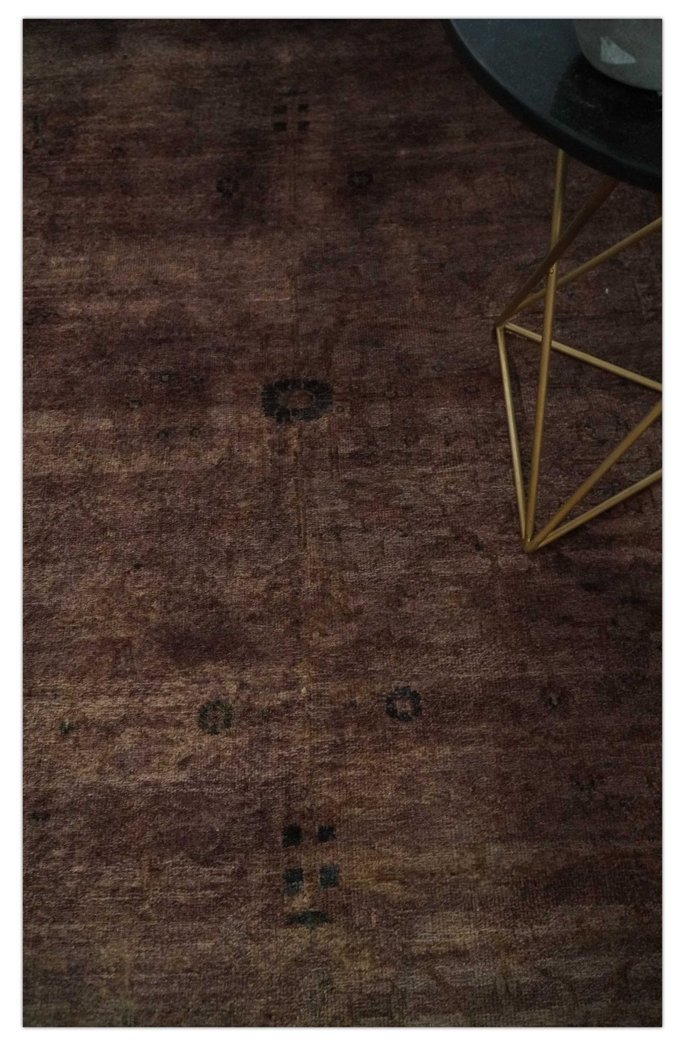 5.10x8.6 Hand Knotted Brown Overdyed Antique Finish Traditional Wool Rug | N34569 - The Rug Decor