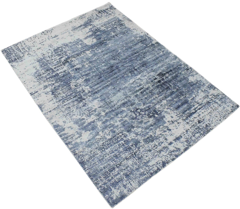 5.6x7.7 Rug, Abstract Blue and Gray Rug made with Viscose Art Silk - The Rug Decor