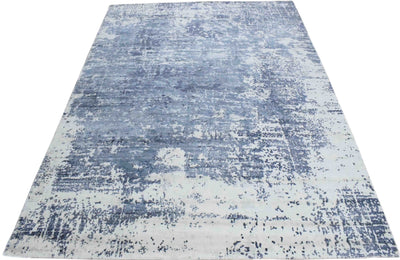 5.6x7.7 Rug, Abstract Blue and Gray Rug made with Viscose Art Silk - The Rug Decor