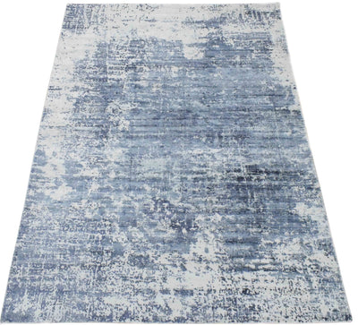 5.6x7.7 Rug, Abstract Blue and Gray Rug made with Viscose Art Silk - The Rug Decor
