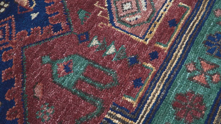 Wool Traditional Antique Style Wool Red and Blue Area Rug