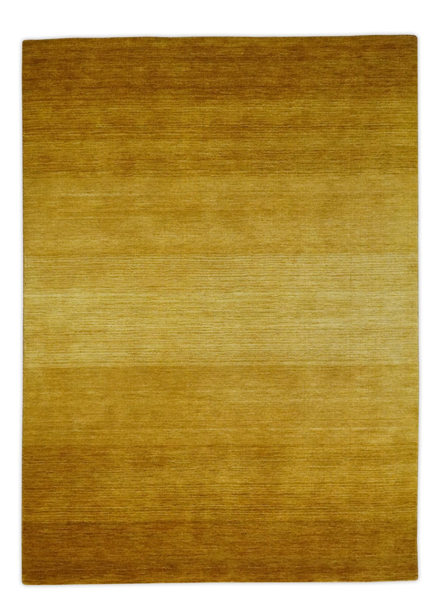 5.7x7.7 Ombre Brown and Gold Woollen Hand Woven Southwestern Gabbeh Rug - The Rug Decor