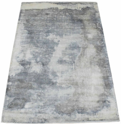 5.7x8 Rug, Abstract Red and Gray Rug made with Viscose Art Silk - The Rug Decor