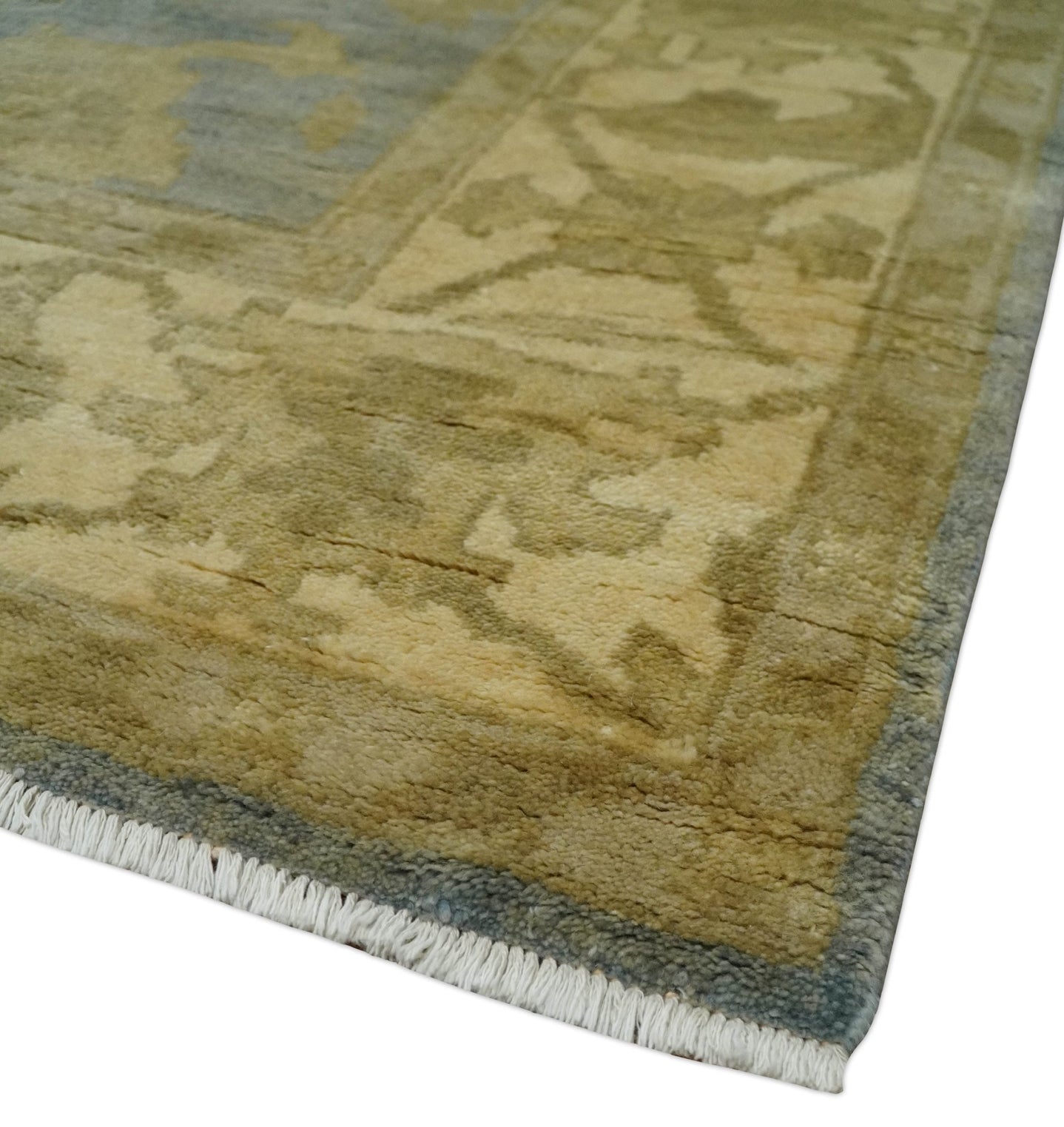 5.9x8.4 Hand Knotted Gray and Beige Traditional Oushak Wool Area Rug - The Rug Decor