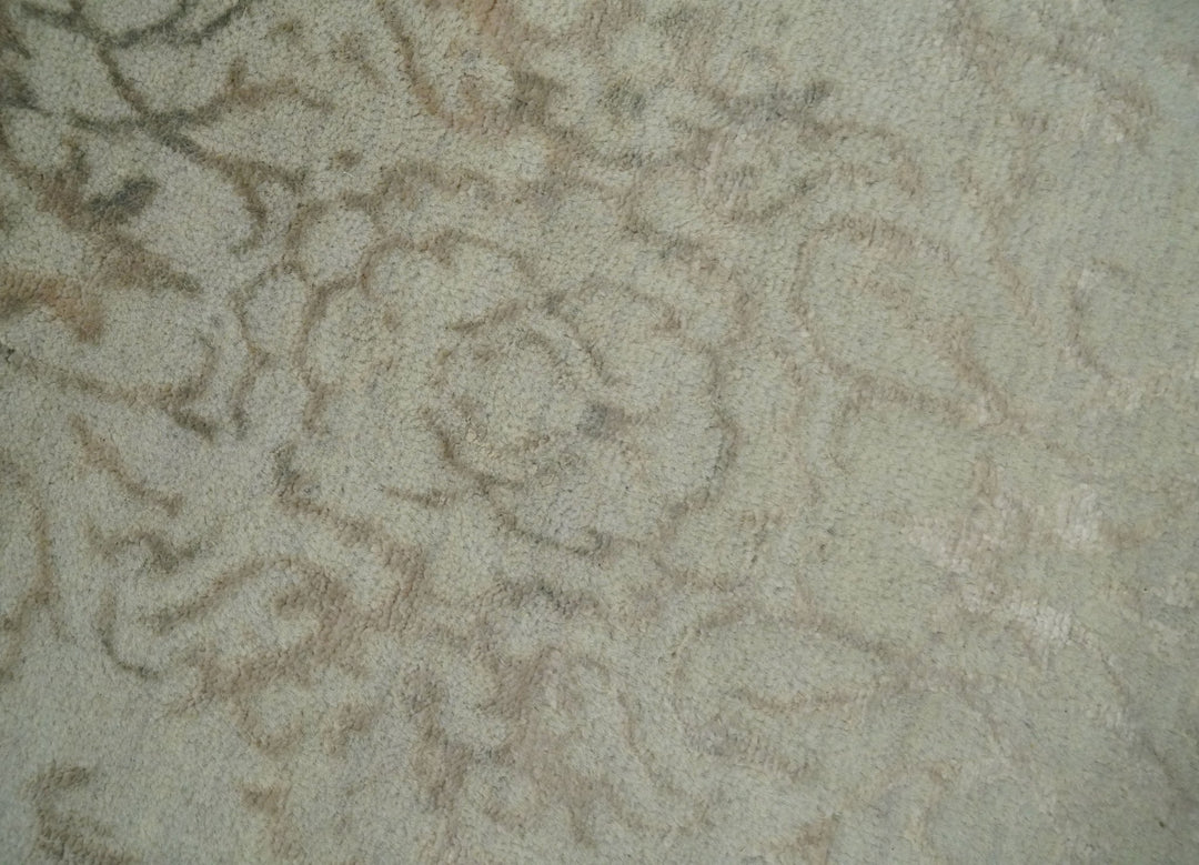 5x7 Fine Hand Knotted Beige and Brown Traditional Vintage Persian Style Antique Wool and Silk Rug | AGR50 - The Rug Decor