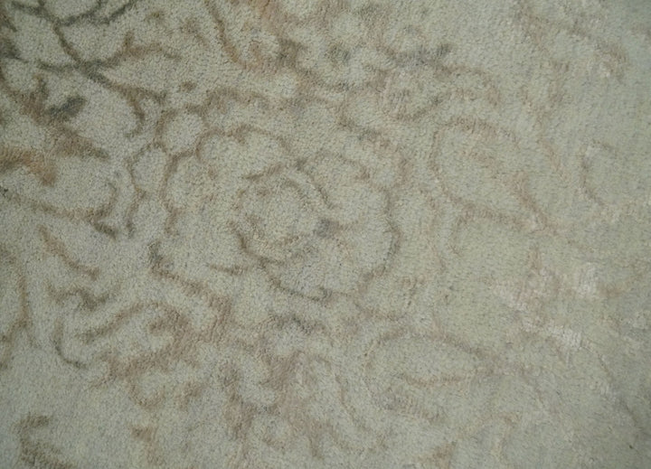 5x7 Fine Hand Knotted Beige and Brown Traditional Vintage Persian Style Antique Wool and Silk Rug | AGR50 - The Rug Decor