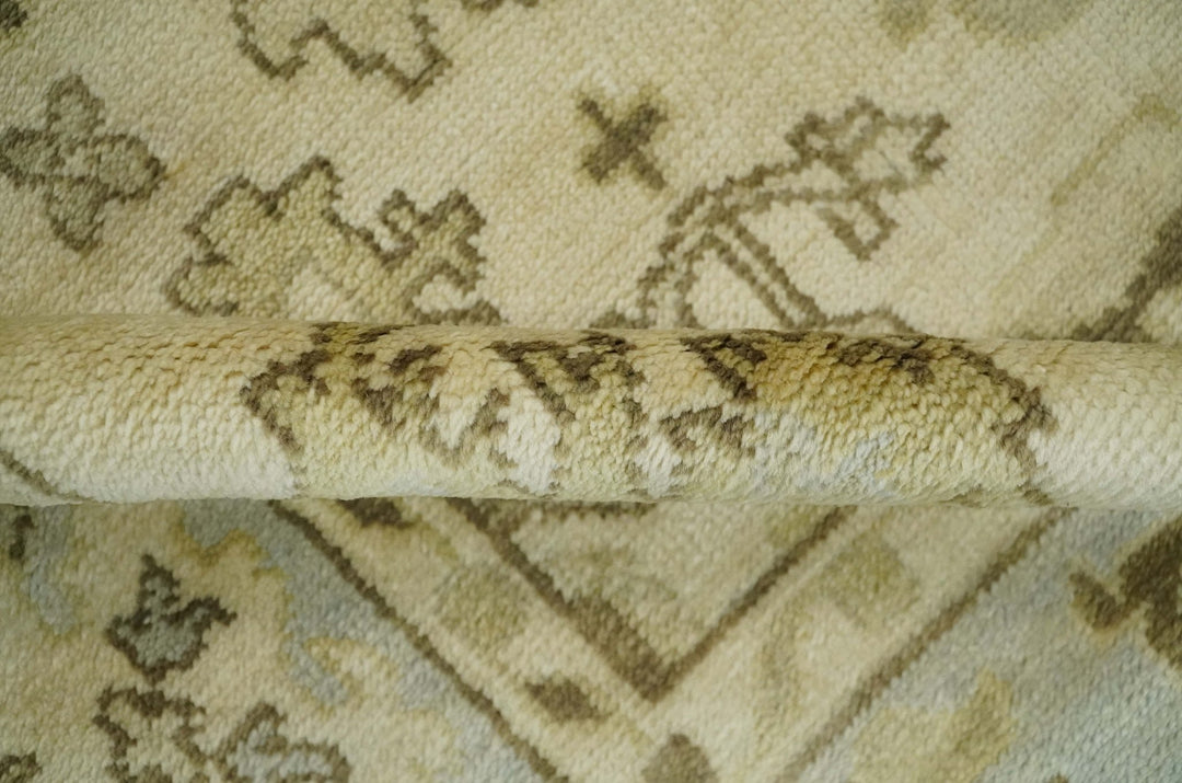 5x7 Hand Knotted Beige, Silver and Brown Traditional oushak Wool Area Rug | N34157 - The Rug Decor