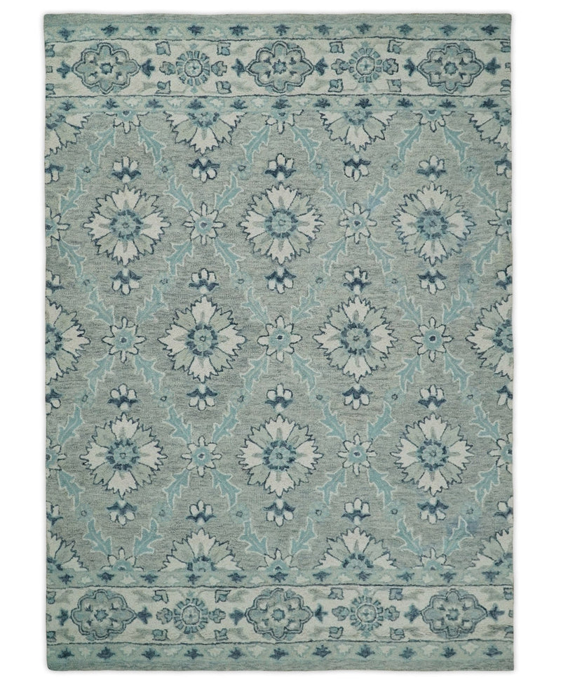 5x7 Hand Tufted Blue and Silver Persian Style Antique Oriental Wool Area Rug | TRDMA35 - The Rug Decor