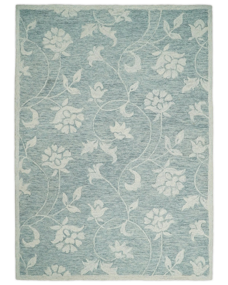 5x7 Hand Tufted Gray and Beige Modern Floral Wool Loop Kids Area Rug | TRDMA122 - The Rug Decor