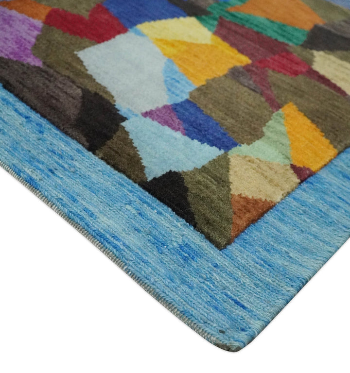 5x7 Multicolor Shapes Modern Artistic Wool Hand Woven Southwestern Rug | KNT35 - The Rug Decor