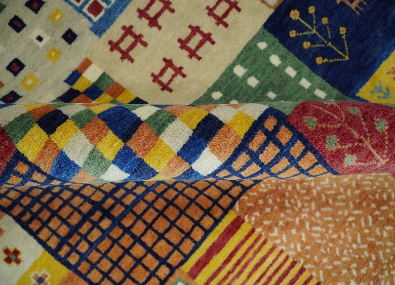 5x7 Multicolor Shapes Modern Wool Hand Woven Southwestern Lori Gabbeh Rug| KNT47 - The Rug Decor