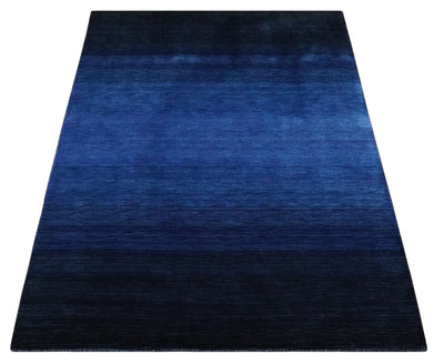 5x7 Ombre Premium look Blue Wool Hand Woven Southwestern Gabbeh Rug - The Rug Decor