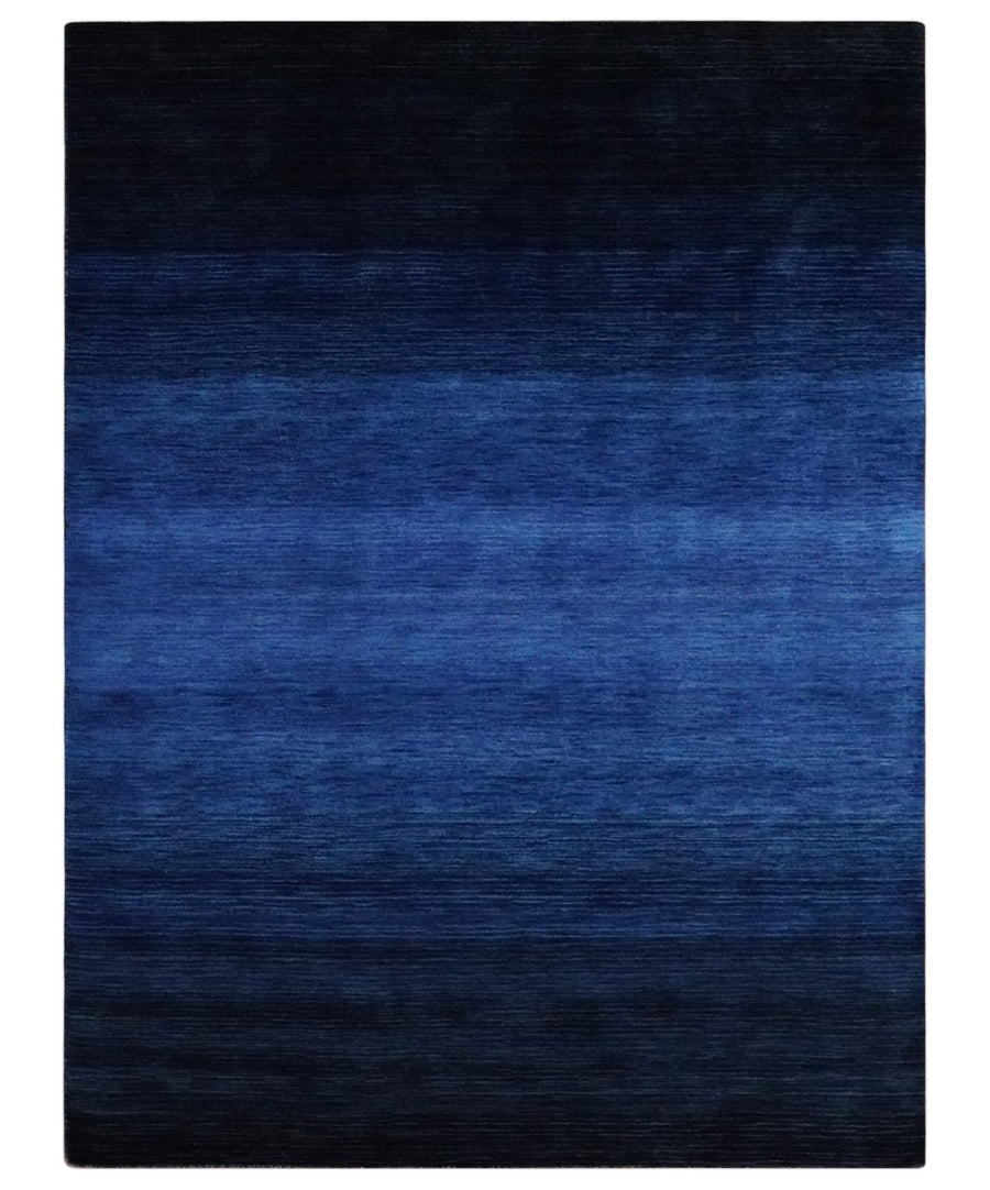 5x7 Ombre Premium look Blue Wool Hand Woven Southwestern Gabbeh Rug - The Rug Decor