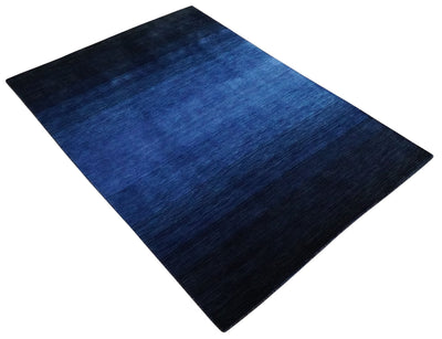 5x7 Ombre Premium look Blue Wool Hand Woven Southwestern Gabbeh Rug - The Rug Decor