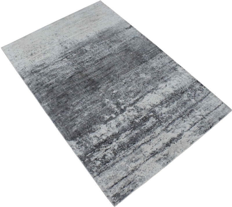 5x7.6 Rug, Abstract Ivory and Gray Rug made with Viscose Art Silk - The Rug Decor