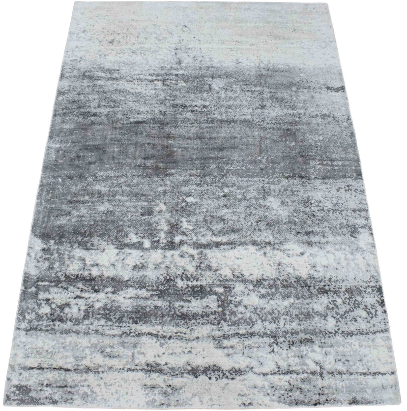 5x7.6 Rug, Abstract Ivory and Gray Rug made with Viscose Art Silk - The Rug Decor