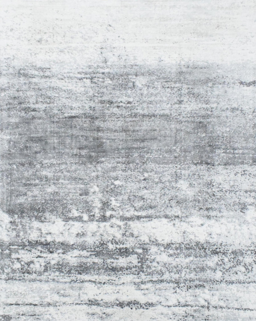 5x7.6 Rug, Abstract Ivory and Gray Rug made with Viscose Art Silk - The Rug Decor