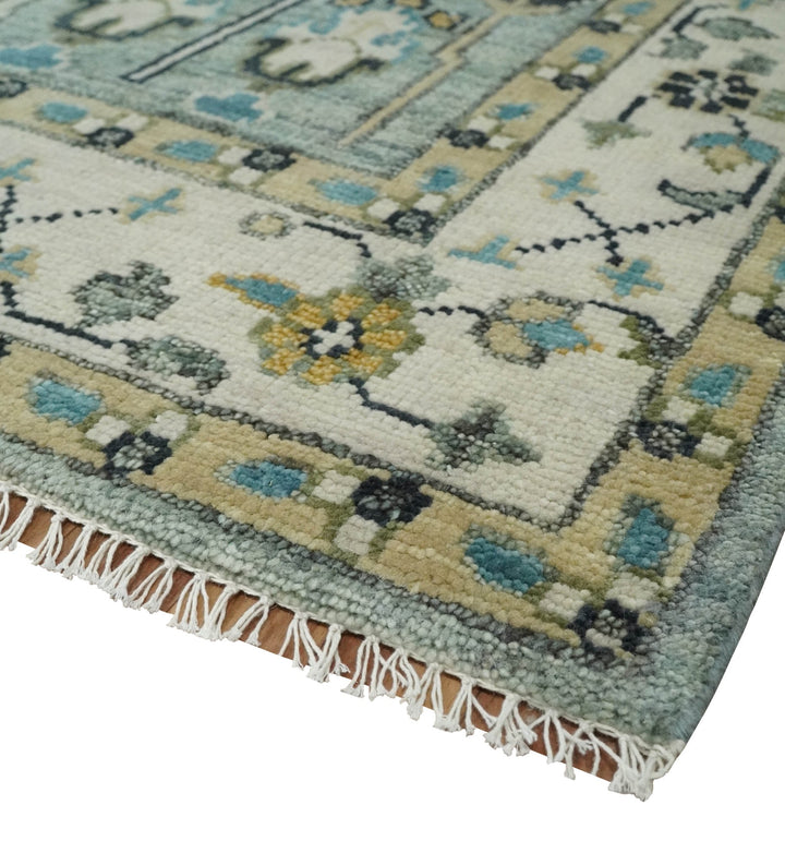 5x8, 6x9, 8x10, 9x12, 10x14, 12x15 Wool Hand Knotted Traditional Blue and Ivory Vintage Persian Wool Area Rug | TRDCP563 - The Rug Decor