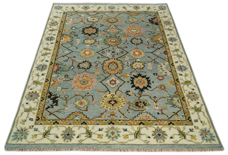 5x8, 6x9, 8x10, 9x12, 10x14 and 12x15 Antique Traditional Persian Aqua and Ivory Area Rug | TRDCP633 - The Rug Decor