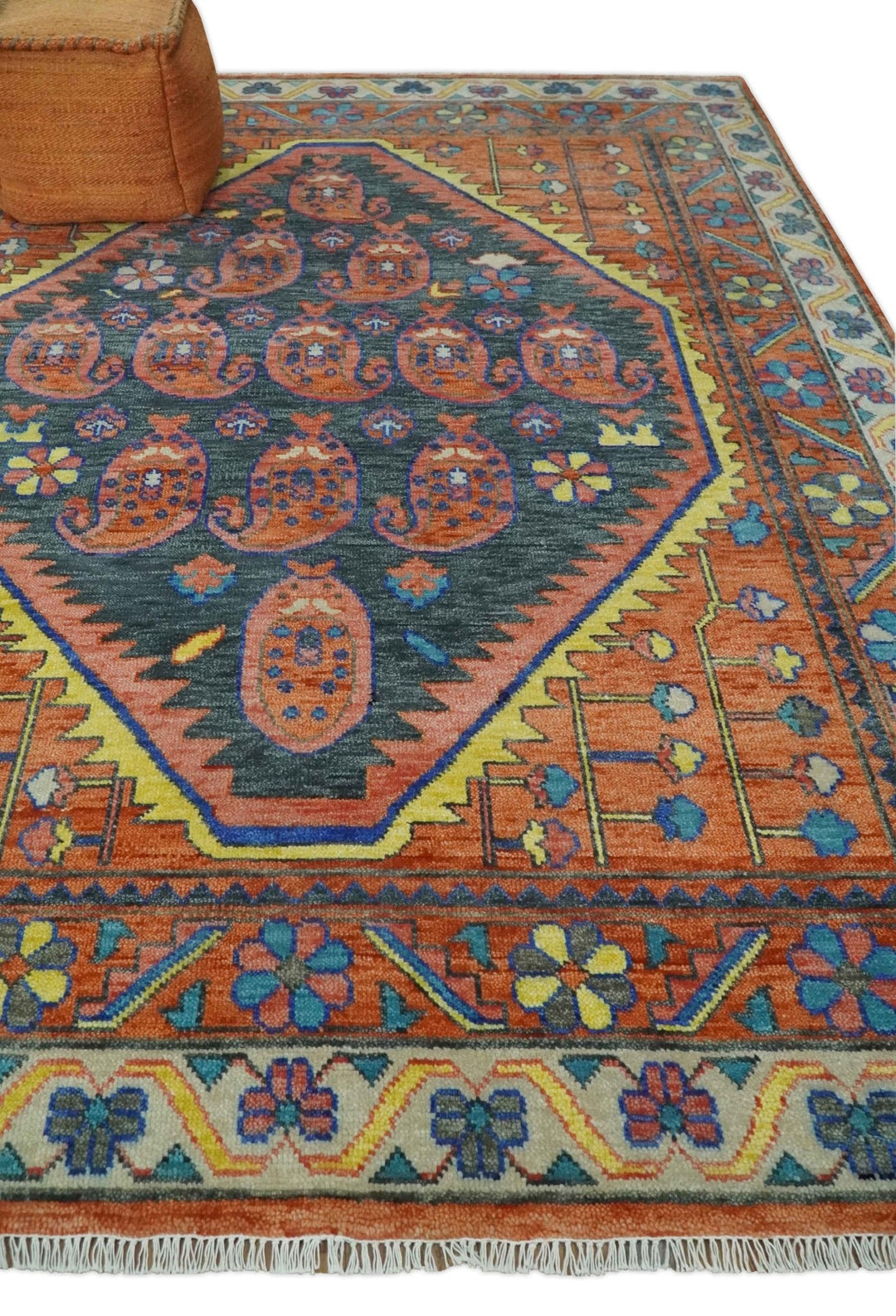 Charcoal, Rust and Beige Traditional Design Heriz Multi Size wool Area ...
