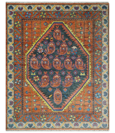 5x8, 6x9, 8x10, 9x12, 10x14 and 12x15 Charcoal, Rust and Beige Oriental Traditional Persian Area Rug | TRDCP961 - The Rug Decor