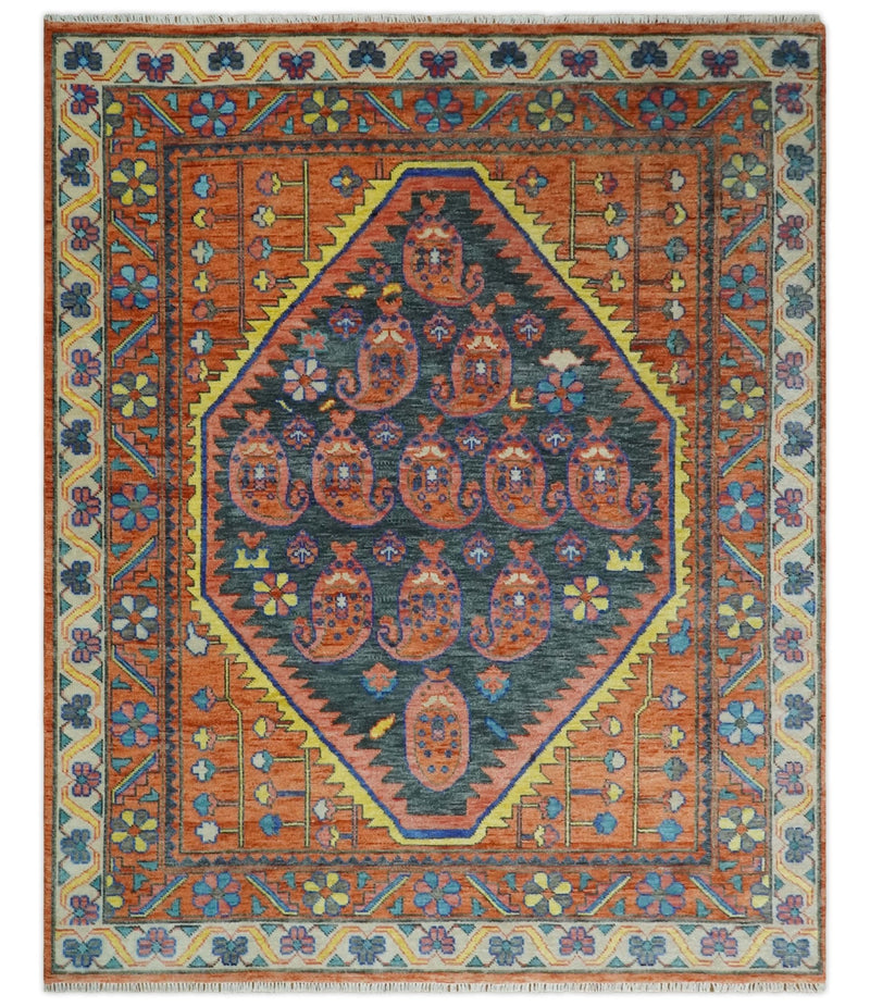 5x8, 6x9, 8x10, 9x12, 10x14 and 12x15 Charcoal, Rust and Beige Oriental Traditional Persian Area Rug | TRDCP961 - The Rug Decor