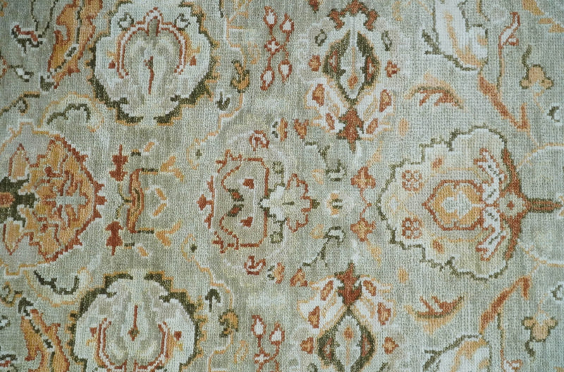5x8, 6x9, 8x10, 9x12, 10x14 and 12x15 Hand Knotted Antique Peach and Beige Traditional Persian Vintage Oushak Wool Rug | TRDCP755 - The Rug Decor