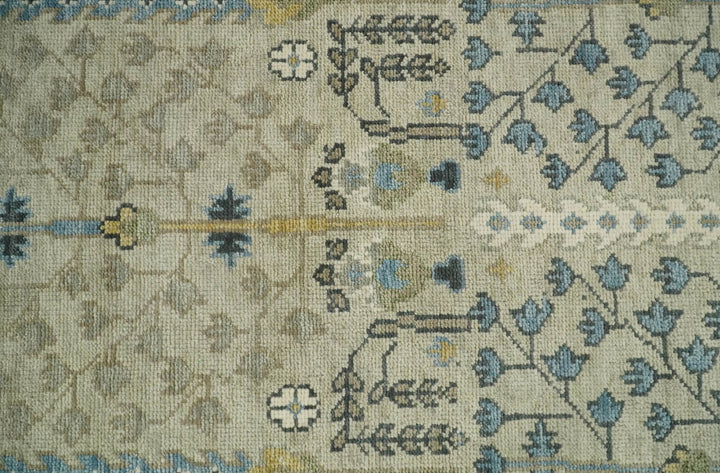 5x8, 6x9, 8x10, 9x12, 10x14 and 12x15 Hand Knotted Beige and Blue Traditional Persian Vintage Heriz Serapi Wool Rug | TRDCP685 - The Rug Decor