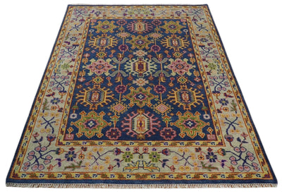 5x8, 6x9, 8x10, 9x12, 10x14 and 12x15 Hand Knotted Blue, Gold and Beige Oriental Traditional Persian Area Rug | TRDCP744 - The Rug Decor