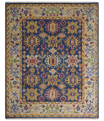 5x8, 6x9, 8x10, 9x12, 10x14 and 12x15 Hand Knotted Blue, Gold and Beige Oriental Traditional Persian Area Rug | TRDCP744 - The Rug Decor
