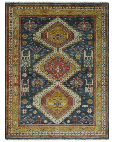 5x8, 6x9, 8x10, 9x12, 10x14 and 12x15 Hand Knotted Charcoal, Gold and Ivory Traditional Antique Persian Wool Area Rug | TRDCP8843912 - The Rug Decor