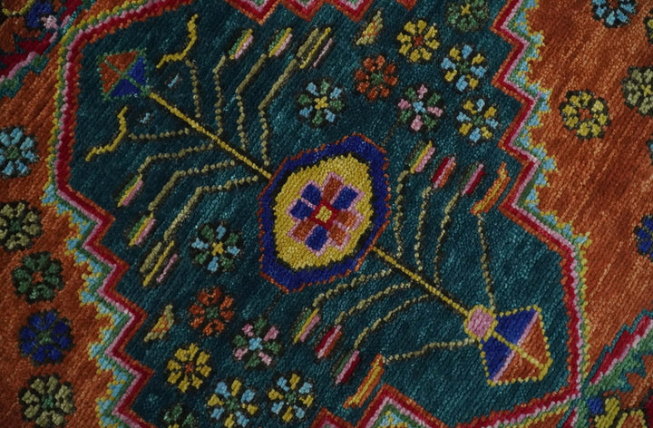 5x8, 6x9, 8x10, 9x12, 10x14 and 12x15 Hand Knotted Green, Rust, Yellow, Pink and Blue Traditional Antique Persian Wool Area Rug | TRDCP993810 - The Rug Decor