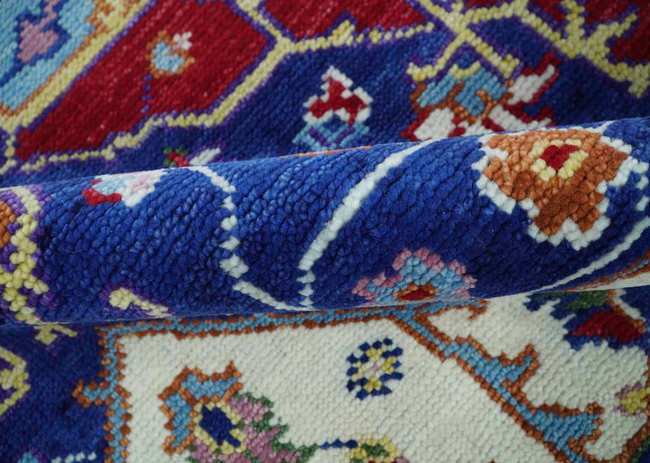 5x8, 6x9, 8x10, 9x12, 10x14 and 12x15 Hand Knotted Ivory, Blue and Rust Modern Traditional Persian Heriz Serapi Wool Rug | TRDCP878810 - The Rug Decor