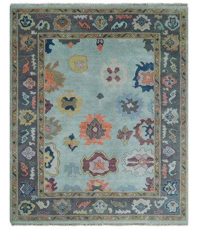 5x8, 6x9, 8x10, 9x12, 10x14 and 12x15 Hand Knotted Persian Oushak Blue and Gray Wool Area Rug | TRDCP811 - The Rug Decor