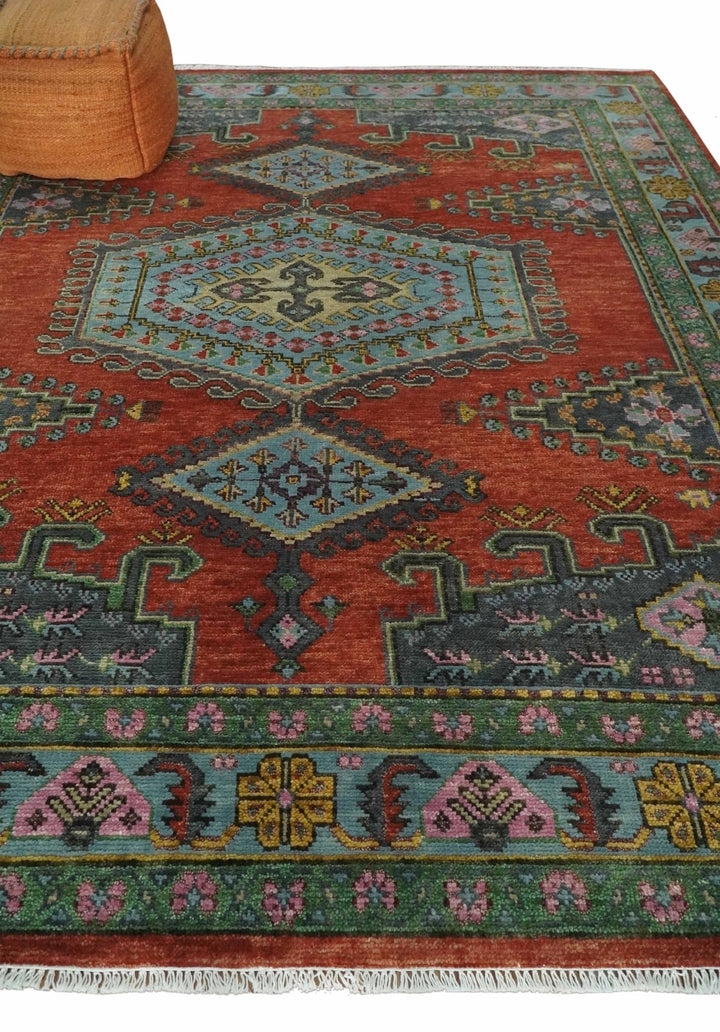 5x8, 6x9, 8x10, 9x12, 10x14 and 12x15 Hand Knotted Red, Blue and Olive Traditional Antique Persian Wool Area Rug | TRDCP914810 - The Rug Decor