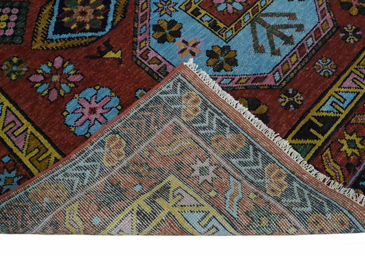 5x8, 6x9, 8x10, 9x12, 10x14 and 12x15 Hand Knotted Rust and Blue Traditional Antique Persian Wool Area Rug | TRDCP972 - The Rug Decor