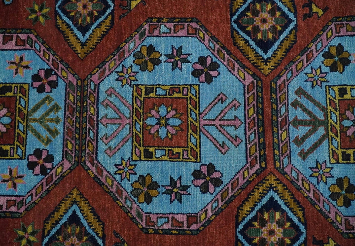 5x8, 6x9, 8x10, 9x12, 10x14 and 12x15 Hand Knotted Rust and Blue Traditional Antique Persian Wool Area Rug | TRDCP972 - The Rug Decor