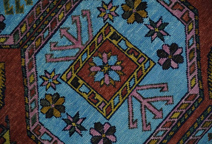 5x8, 6x9, 8x10, 9x12, 10x14 and 12x15 Hand Knotted Rust and Blue Traditional Antique Persian Wool Area Rug | TRDCP972 - The Rug Decor