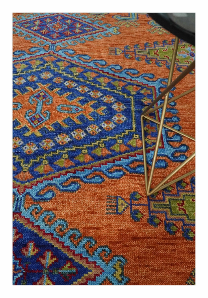 5x8, 6x9, 8x10, 9x12, 10x14 and 12x15 Hand Knotted Rust, Blue and Olive Traditional Antique Persian Wool Area Rug | TRDCP919810 - The Rug Decor