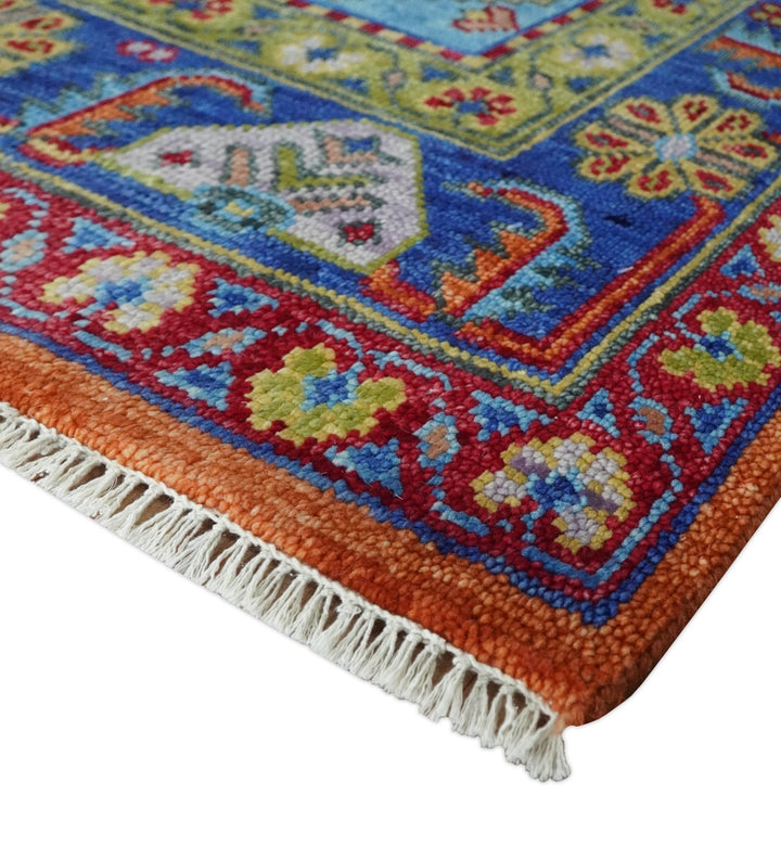 5x8, 6x9, 8x10, 9x12, 10x14 and 12x15 Hand Knotted Rust, Blue and Olive Traditional Antique Persian Wool Area Rug | TRDCP919810 - The Rug Decor