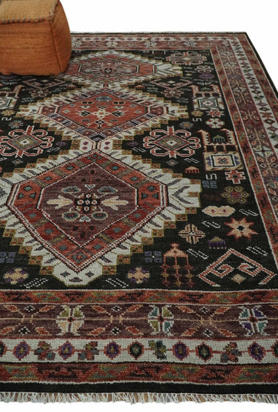 5x8, 6x9, 8x10, 9x12, 10x14 and 12x15 Hand Knotted Rust, Ivory and Black Traditional Antique Persian Wool Area Rug | TRDCP819 - The Rug Decor